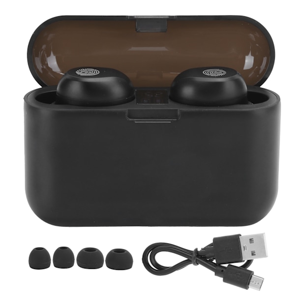 Trådlösa Bluetooth-hörlurar LED-digital display Touch Control Stereo InEar-hörlurar (X36 svart)