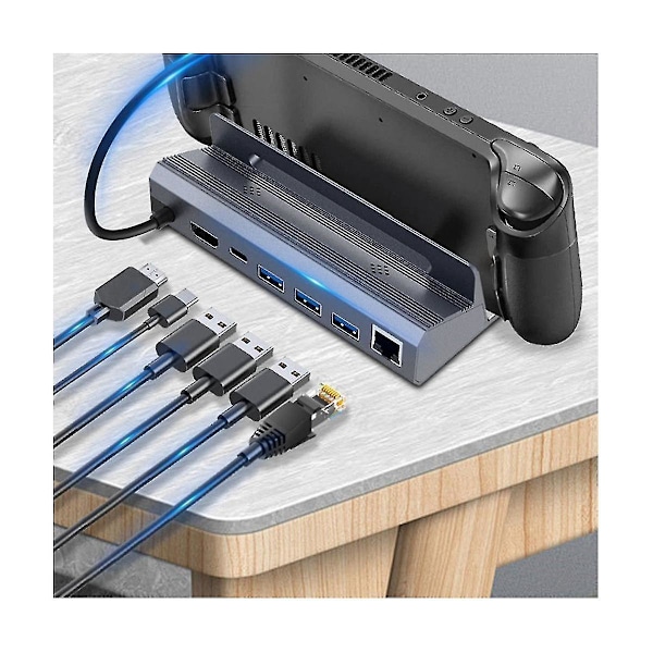6-i-1 USB C Hub USB C Dockingstation Till -kompatibel 4k60hz Rj45 Pd100w Dock Usb 3.0 Hub-B13