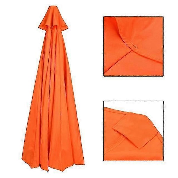 Ersättningsduk för Trädgårdsparasoll Canopy Cover För 3m 6/8 Arm Uteplats Solparasoll Orange 3.0m 8 ribbor