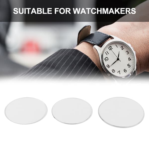 3 stk. flatt urglass, erstatning, rundt, transparent urglass (35+36+40)
