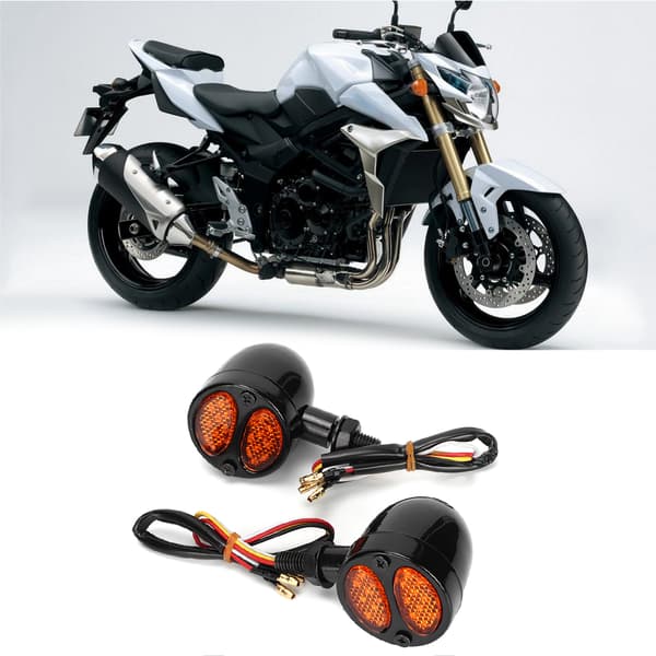 Motorcykel LED Blinklys Bremselygte Metalskal Blinker Blinklys 12V 4 Ledninger Sort