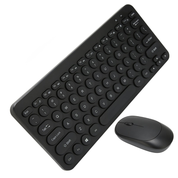 2.4G trådlöst tangentbord Mus Combo 78 Key Retro Rund Keycap Mute-knappar Ergonomi Mus och tangentbord för Business Office Svart