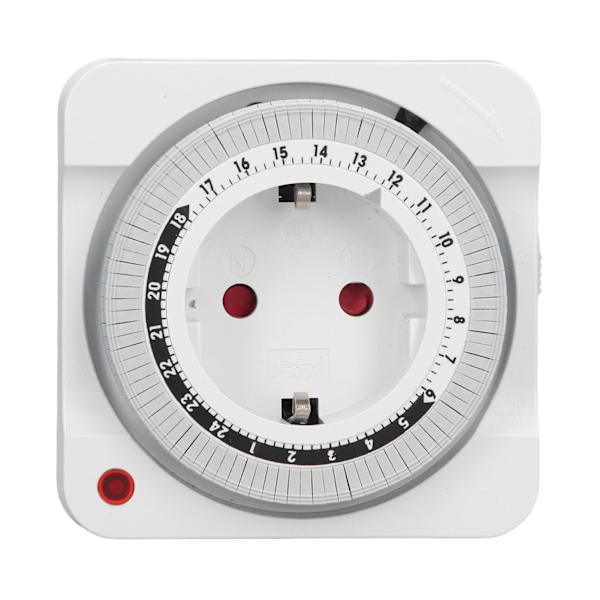 Timer-stikkontakt, mekanisk, 24 timer, 15 minutters intervaller, automatisk nedtællingsudtag, timer til elcykel, EU-stik, 230V