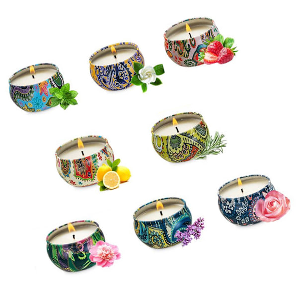 8 st doftljus sojavax vax torkade växtblommor aromaterapi doftljus för vardagsrum sovrum matsal badrum doftljus