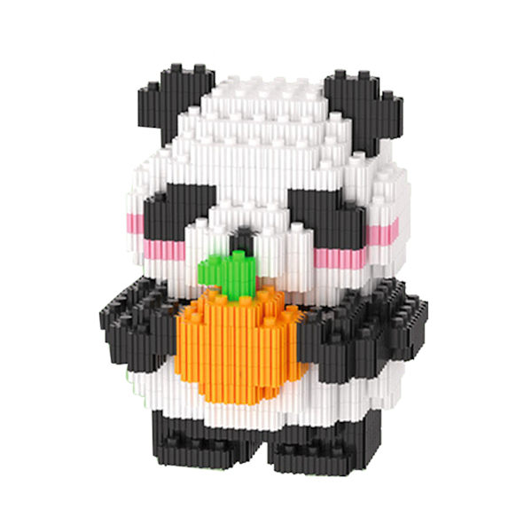 Mikobyggstenar Leksak Panda Kramar Orange Miniatyr Tegelstenar Söta Djur Byggstenar Set Leksak Panda med Orange