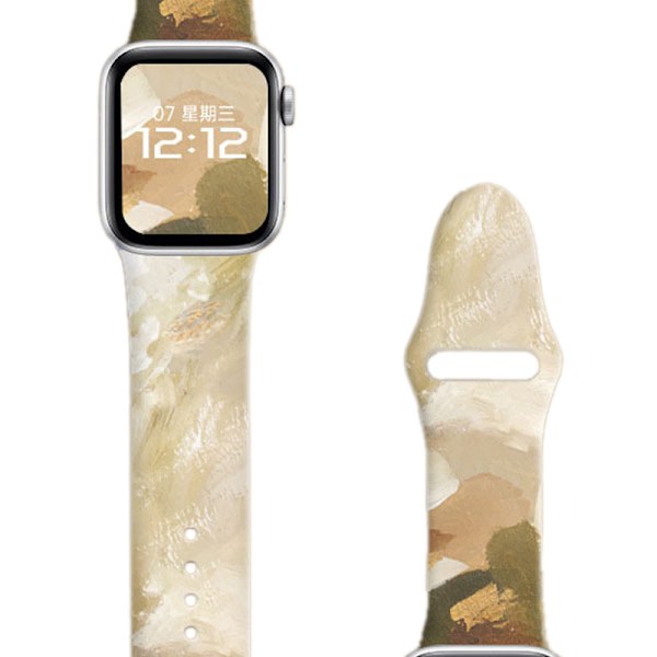 Blommigt tryckt smartklocka bandersättning mjukt silikon sport klockarmband för Iwatch 7-serien kamouflage 38/40/41MM