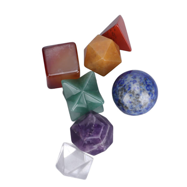 7 st chakra-helande kristaller geometriska mönster form halvädelsten dekorativa positiva energikristaller prydnad blandad färg