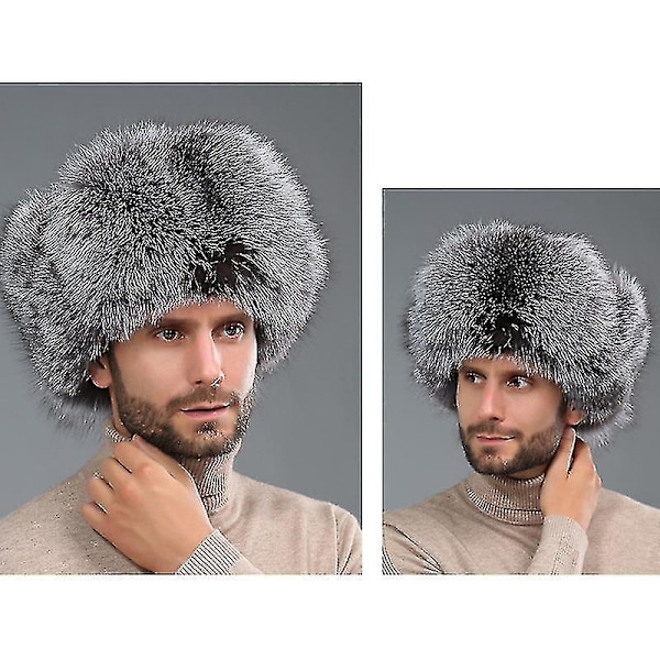 Aviator Vinter Pelshat - Sølv Læder - Størrelse M