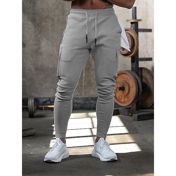 Herr camouflage sport cargo byxor - snygga dragkedja löpbyxor XXL mörkgrå 2