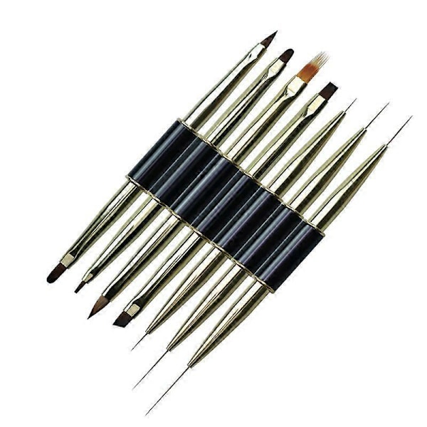 Dobbeltsidet Nail Art Line Liner DIY Malerbørste Væske og Pulver Akryl UV Gel Extension Fransk Builder Tegne Pen G-B243-1-1 stk.