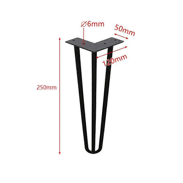 25cm4x Pöydänjalat Hiustepinjalat Teräksiset pöydänjalat DIY Pöydän liukujalat Vaihdettavat pöydänjalat 3 kiinnikettä