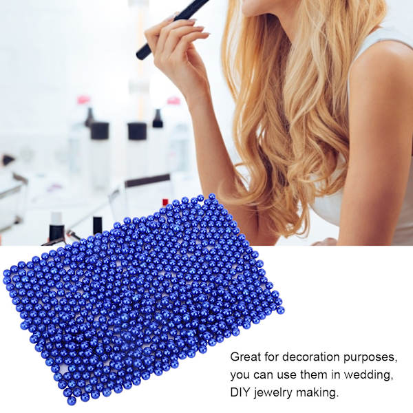 Plastsimulerad pärla gör-det-själv sminkförvaringslåda Case Organizer Dekoration DIY BeadBlue
