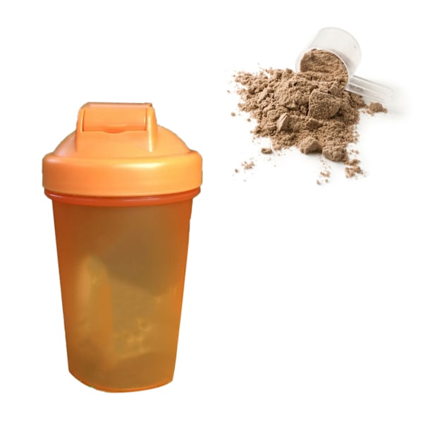 Proteinpulver Shaker Cup PP Shaker Flaske med Rustfrit Stålkugle til Blanding 500mlOrange