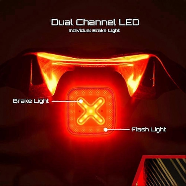 CubeliteIII Cykellygte Smart Baglygte Automatisk Bremse Baglygte Ultra Lys LED Advarsels Natlys