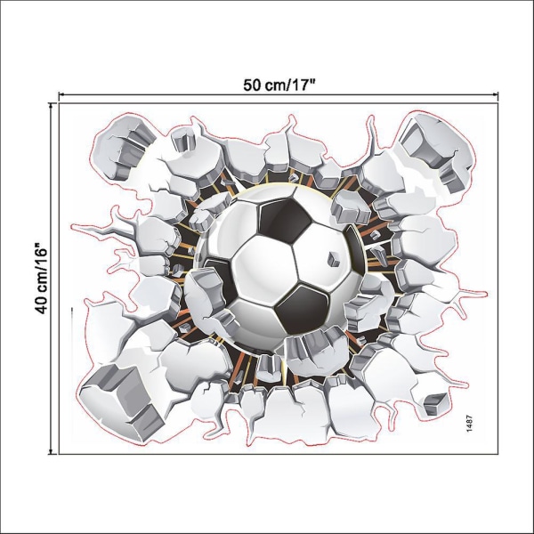 3D fodbold vægklistermærker til drengeværelser - 40x50cm
