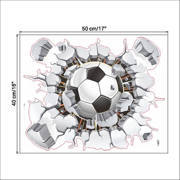 3D jalkapalloseinätarrat poikien makuuhuoneisiin - 40x50cm