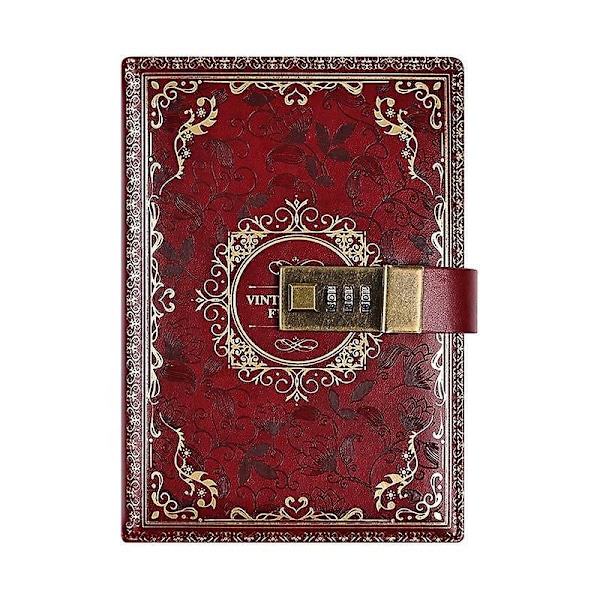 Vintage Låsbar Læderjournal, B6 Præget Blomst Dagbog med Linjerede Sider - Perfekt Gave til Kvinder, Piger og Børn