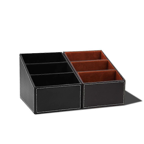 TV-fjernbetjeningsholder i PU-læder, holder, organizer, opbevaring, stativ (sort)