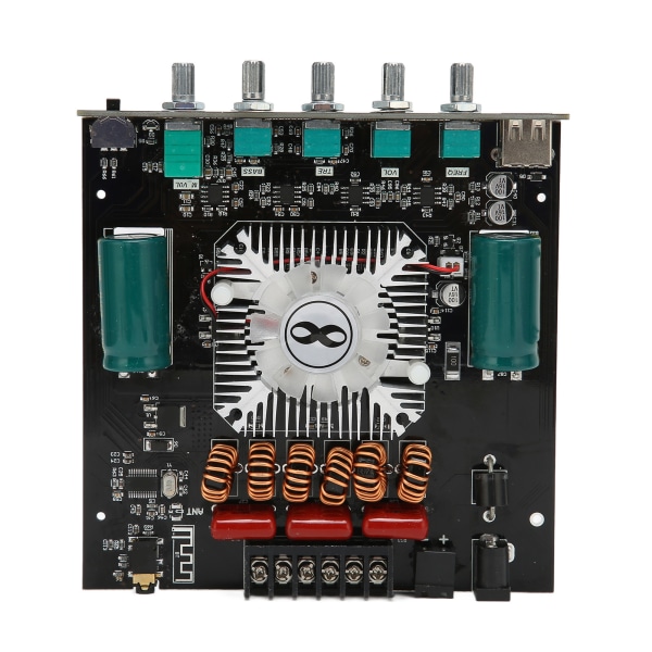 BT Power Amplifier Board Stereo 2.1-kanavainen sisäänrakennettu jäähdytystuuletin USB vahvistinkortti DC15-36V