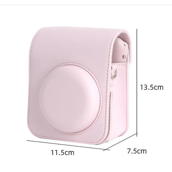 Pinkki Instax Mini 12 case - sileä PU-nahkainen olkalaukku sisäänrakennetulla taskulla