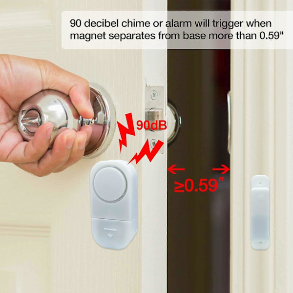 Dörr- och fönsterlarm, 90DB Dörrlarm för barnsäkerhet, Dörr- och fönsterinbrottslarm - Fönsterpoollarm för hemsäkerhet (2-pack) -GSL May 5.27