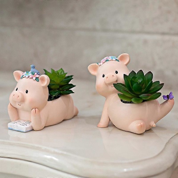 Bleu Mignon Cochon Blomkruka Söt Djur Grisformad Harts Suckulent Planteringskruka Söt Gris Suckulent Planteringskruka Dekor Min