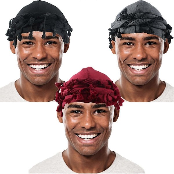 Turban för män, sidenfodrad mössa, huvudbonad, elastisk, förknuten C