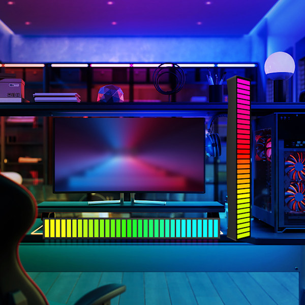Lydreaktiv LED-lysbjelke RGB Fargerik APP-kontroll Lyd Musikkrytme Dynamisk Striplys for Bilspill PC TV-rom