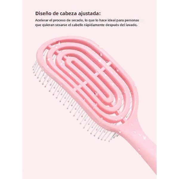 Bärbar Avslappnande Elastisk Massageborste Oval Hårkam för Skalpmassage Salong Stylingverktyg Enfärgad SZ50-Rosa