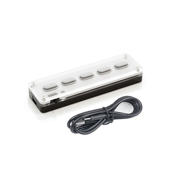 5 Taster Egendefinert Tastatur Makro Programmerbart Bluetooth-tastatur Hvit