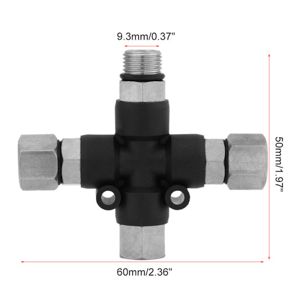 Airbrush-ilmaletkun jakotukin sovitin - 3-suuntainen