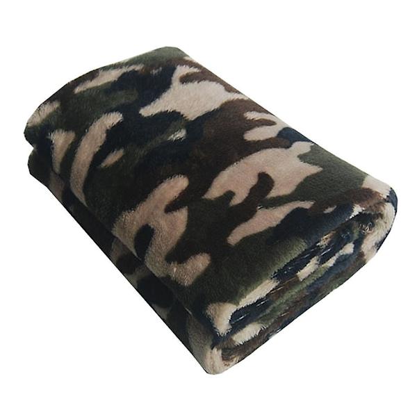 Superblødt Varmt Kæledyrs Flannel Tæppe Pude Sovemadras M Grøn Camouflage