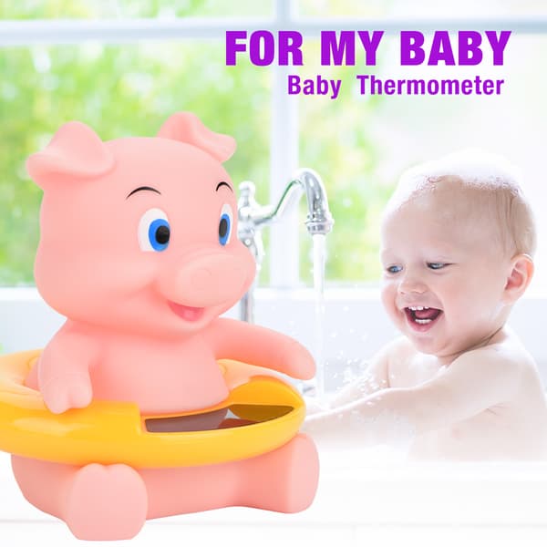 Babybadtermometer LED-temperaturdisplay Flytande Söt Djurtermometer Rosa Gris