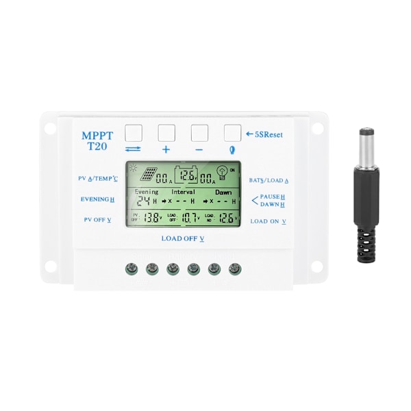 Solpanel-ladningsregulator PWM 12V/24V Automatisk PWM-regulator LCD-skærm