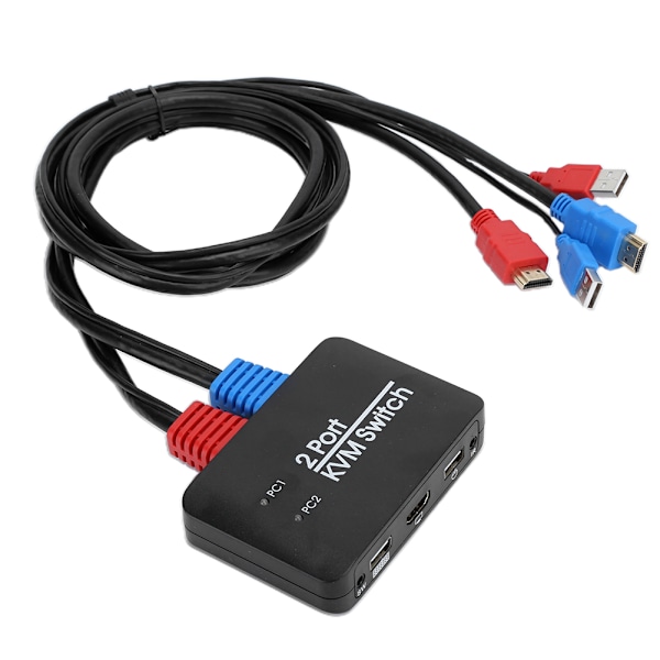 2-porttinen KVM-kytkin USB 2.0 HDMI -kytkin Windows/IOS/OS X/Linux/Netware/Unix/Android -käyttöjärjestelmille