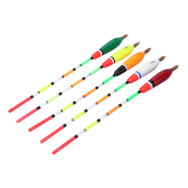 5 STK Multifarge Balsa Wood Fishing Float Bobber Bite Indikator fiskeutstyr (5+2g)