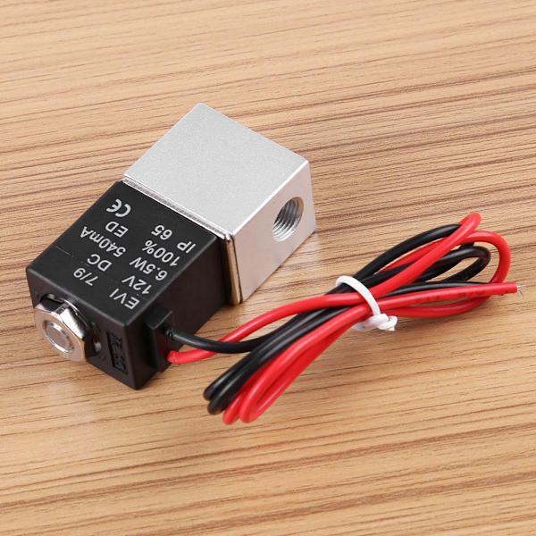 12V DC 1/8" 2-vejs normalt lukket pneumatisk aluminium elektrisk magnetventil luftventil