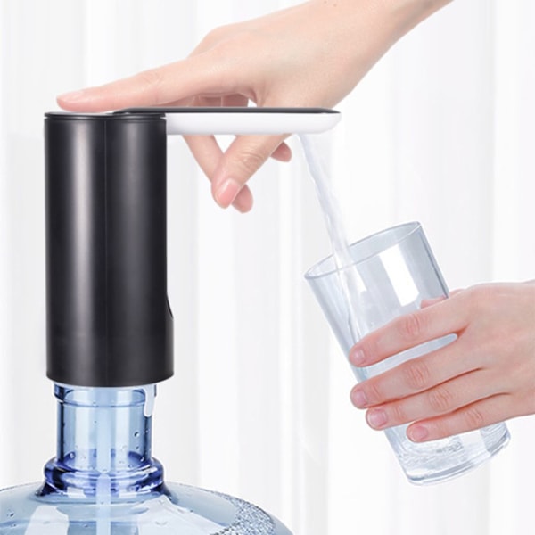 Vattenflaskedispenser hopfällbar USB uppladdningsbar automatisk bärbar elektrisk vattenpump svart 4W