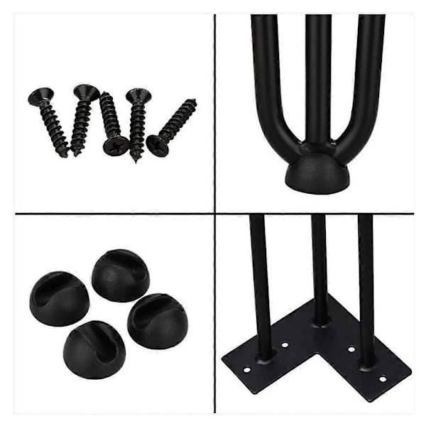 25cm4x Pöydänjalat Hiustepinjalat Teräksiset pöydänjalat DIY Pöydän liukujalat Vaihdettavat pöydänjalat 3 kiinnikettä