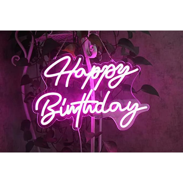 1 stk. LED Neon Happy Birthday-skilt for festdekorasjon Happy Birthday kunstdekorasjon Neonlampe for bursdagsfest, rosa