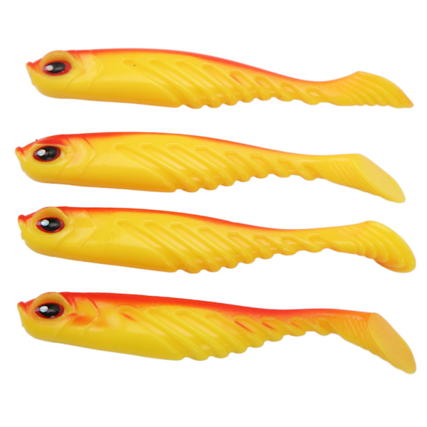 4PCS AR48 75mm/3.2g T-svans mjukt bete Dubbla färger Konstgjorda fiskedrag Wobblers Red Back