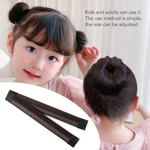 Bull Donut Hair Maker Natural Realistic Fast Fixed Donut Hair Fold Wrap Snap för fest Mörkbrun