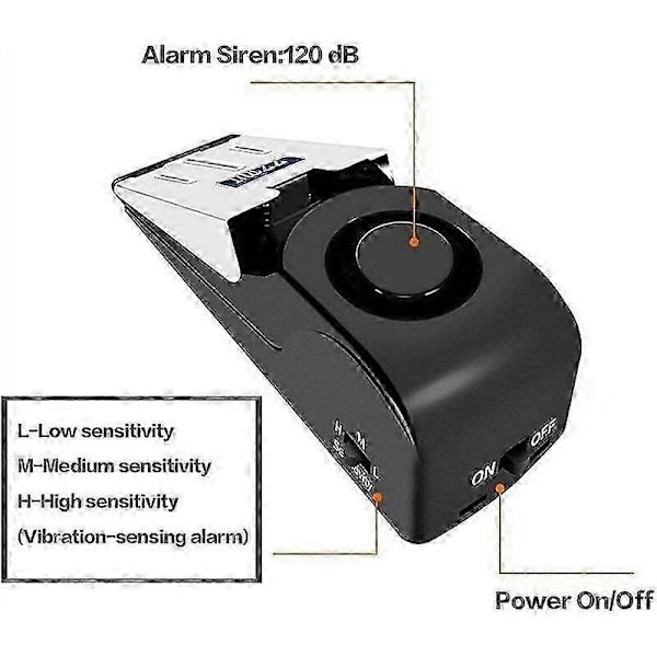 Mini Trådløs Dørstopper Alarm, 2 Pakning Kile Dørstopper Blokkering Sikkerhetssystem med 120dB Sirene