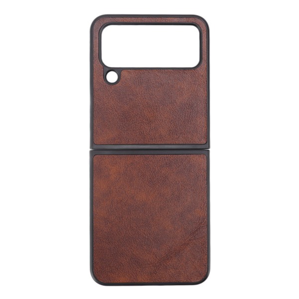 Fällbar skärm mobiltelefonfodral läder fällbar skärm telefonfodral skydd för Samsung Galaxy Z FLIP 4 brun