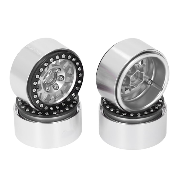 4 stk 1,9 tommers RC Beadlock felger i aluminiumlegering for Axial SCX10 90046 AXI 03007 1/10 RC Crawler Sølv