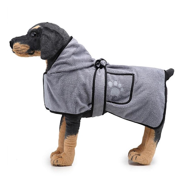 Mikrofiber Hundebadekåbe - Absorberende Ekstra Lille Hundebadekåbe til Tørring Efter Svømning, Badning eller Ude i Regnen (XS Grå)