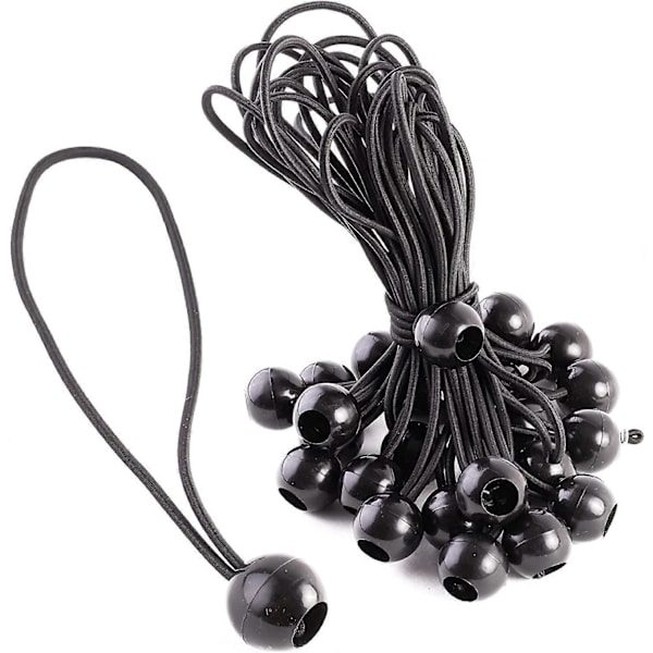 25-pack Gummistropp med Bollkrok - Elastisk Snodd Idealisk för Tält, Presenningar, Väskor, Pooler, Trampoliner och Mer - 21 cm Längd