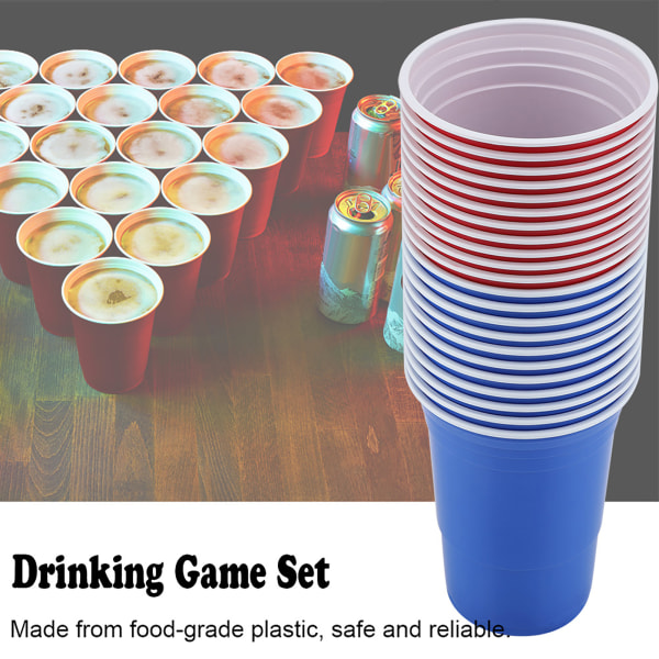 Beer Pong Set Beer Pong Drickspel Set Beer Pong Cups22 koppar 4 pingisbollar Röd Blå