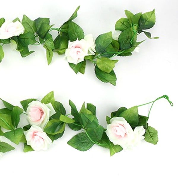 5 stk. kunstig vinroseblomst silkeblomst guirlande hjem dekoration til soveværelse kontor champagne