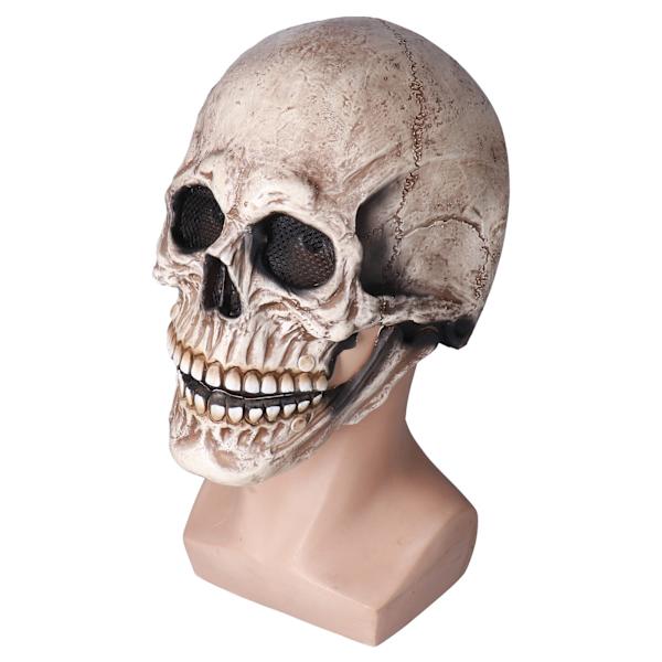 Halloween Dödskallehjälm i Latex med Rörlig Käke, Fullhuvud Dödskallehjälm, Dekoration för Högtidsfester, Cosplay-dräktrekvisita, Mörkgrå